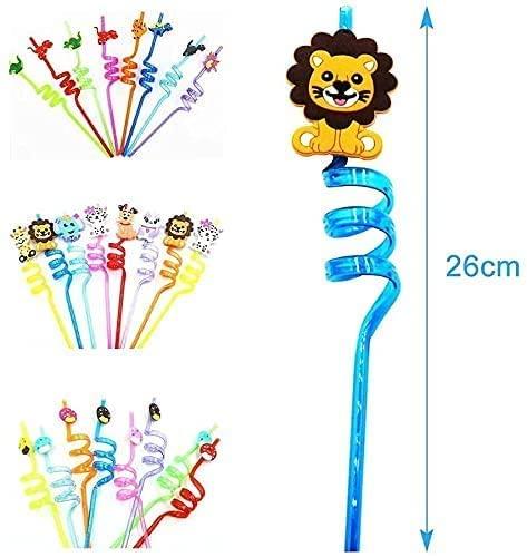 The Loveland The Loveland Curly Reusable Straws 4 PCS Smoothie Drinking Straws Kids/Birthday Party Decorations for Kids Girls (Pack of 4)