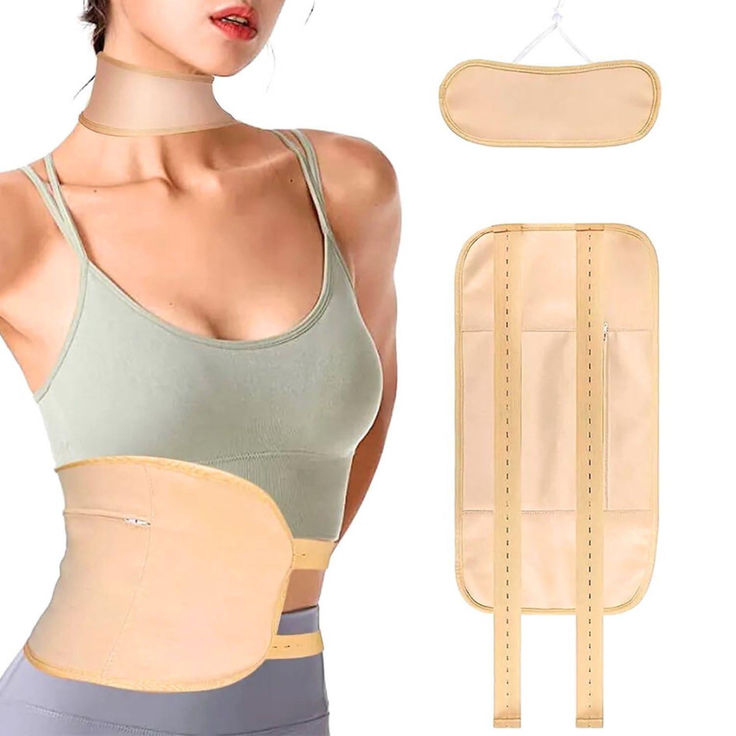 FittyFlux FittyFlux Castor Oil Wrap Pack for Liver Detox, Waist, Thyroid Neck & Insomnia, Absorbent Caster Oil Packs with Soft Organic Cotton and Elastic Strap, Anti Oil Leak Material (Khaki)