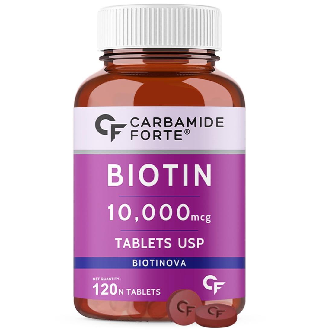 Carbamide Forte Carbamide Forte Biotin 10000mcg | Biotin Tablets for Hair Growth | Biotin Supplement for hair, skin, and nails | Hair Vitamins for Men & Women | 120 Tablets