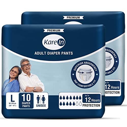 KareIn Kare In Premium Adult Diapers, Medium, 30 Count & Kare In Premium Adult Diaper Pants, Large - 20 Count