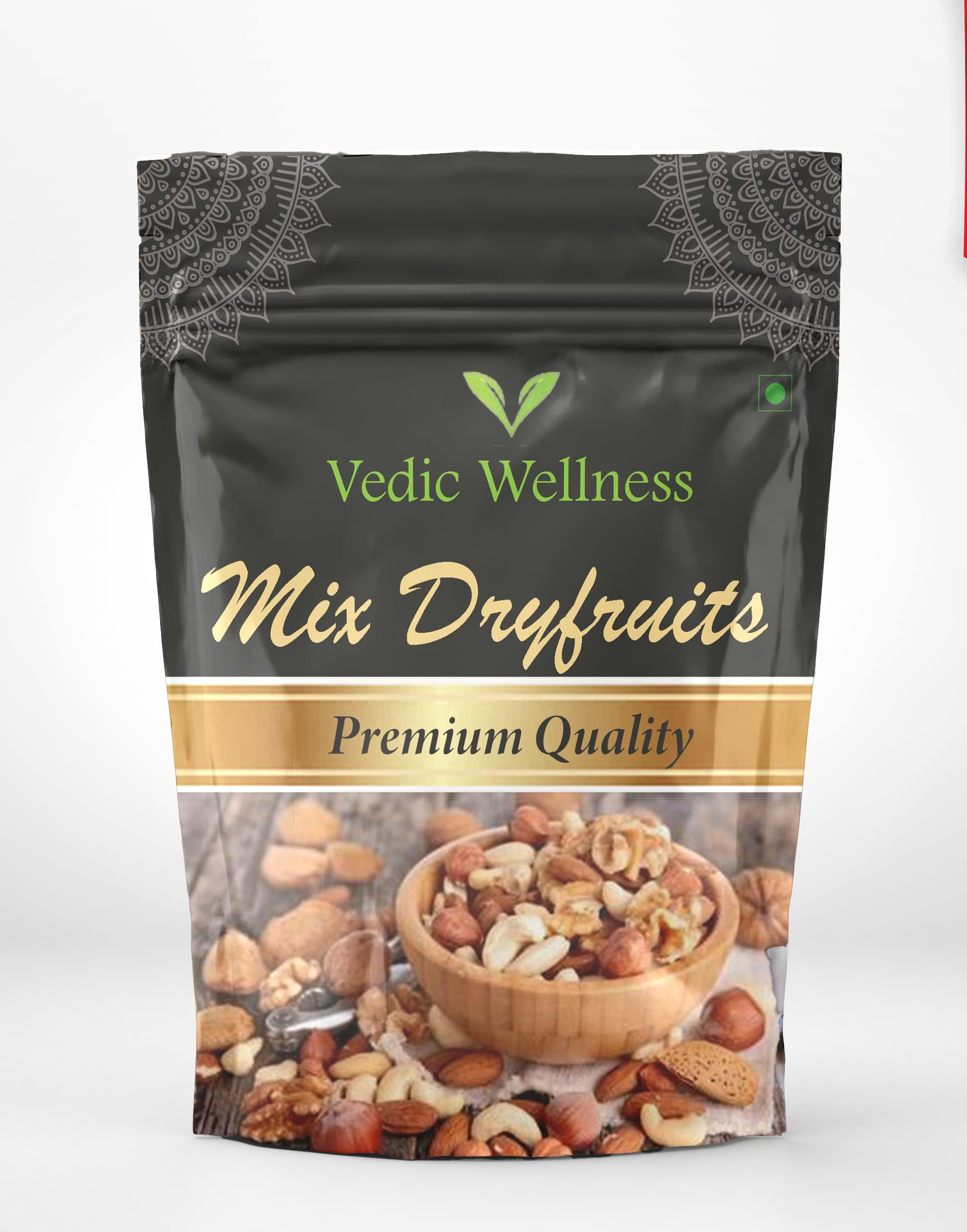VEDIC WELLNESS VEDIC WELLNESS 100% Natural Premium Mix Dry Fruits | Almonds Cashew Kishmish Apricot Black Raisins Dried Kiwi | Gift Hamper for Every Occasion Fresh and Healthy Dry Fruits (500g)