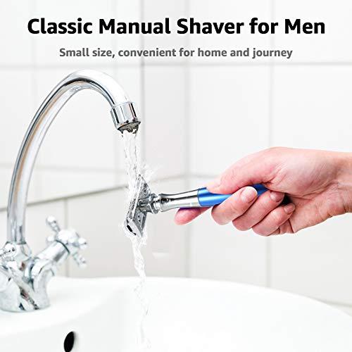 Qnotici Double Edge Safety Razor Butterfly Open Mens Shaving Razor Classic Manual Shaver for Men Face Cleaning
