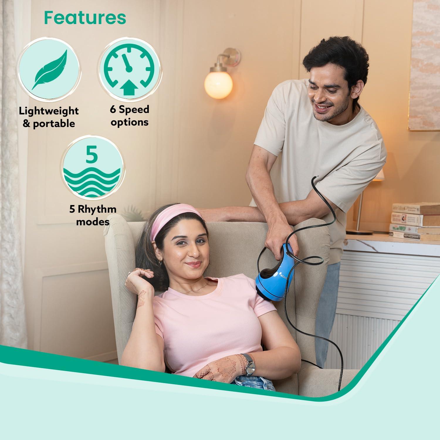 AGARO AGARO REGAL Electric Handheld Full Body Massager with 8 Massage Heads and Variable Speed Settings for Pain Relief and Relaxation, Back, Leg & Foot.