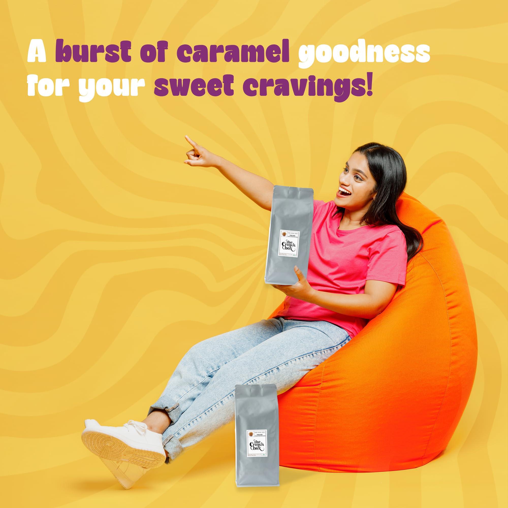 The Crunch Box The Crunch Box Ready to Eat Caramel Popcorn Value Packet | Perfect for Movie Nights, Road Trips, Game Nights, Evening Snacks, Parties and Gatherings - (500 gm)