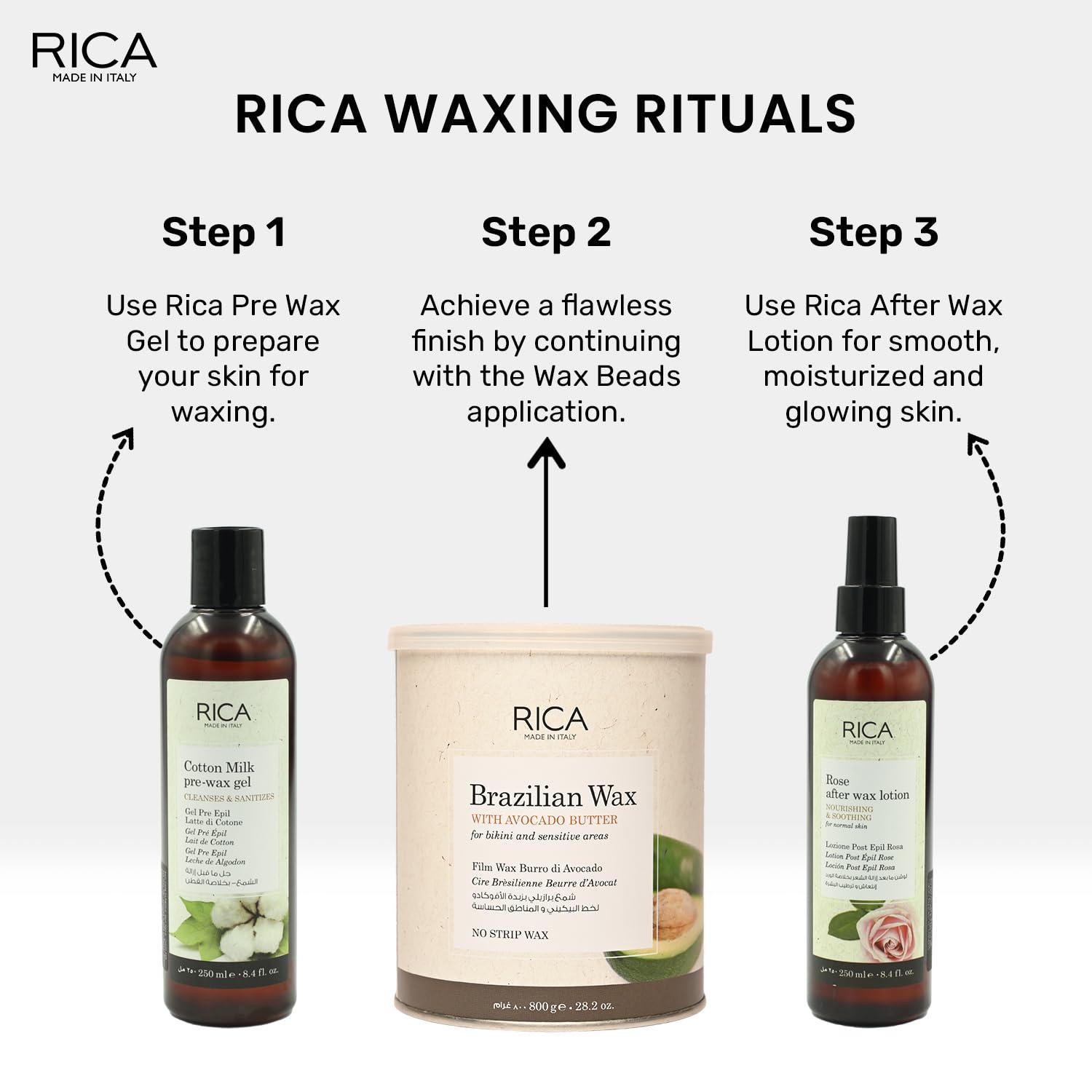 RICA Rica Brazilian Stripless Painless Hair Removal Wax For Men & Women| Quick & Easy Tan Removal Waxing For Face, Armpit & Bikini Areas| 800 gm, Pack of 1