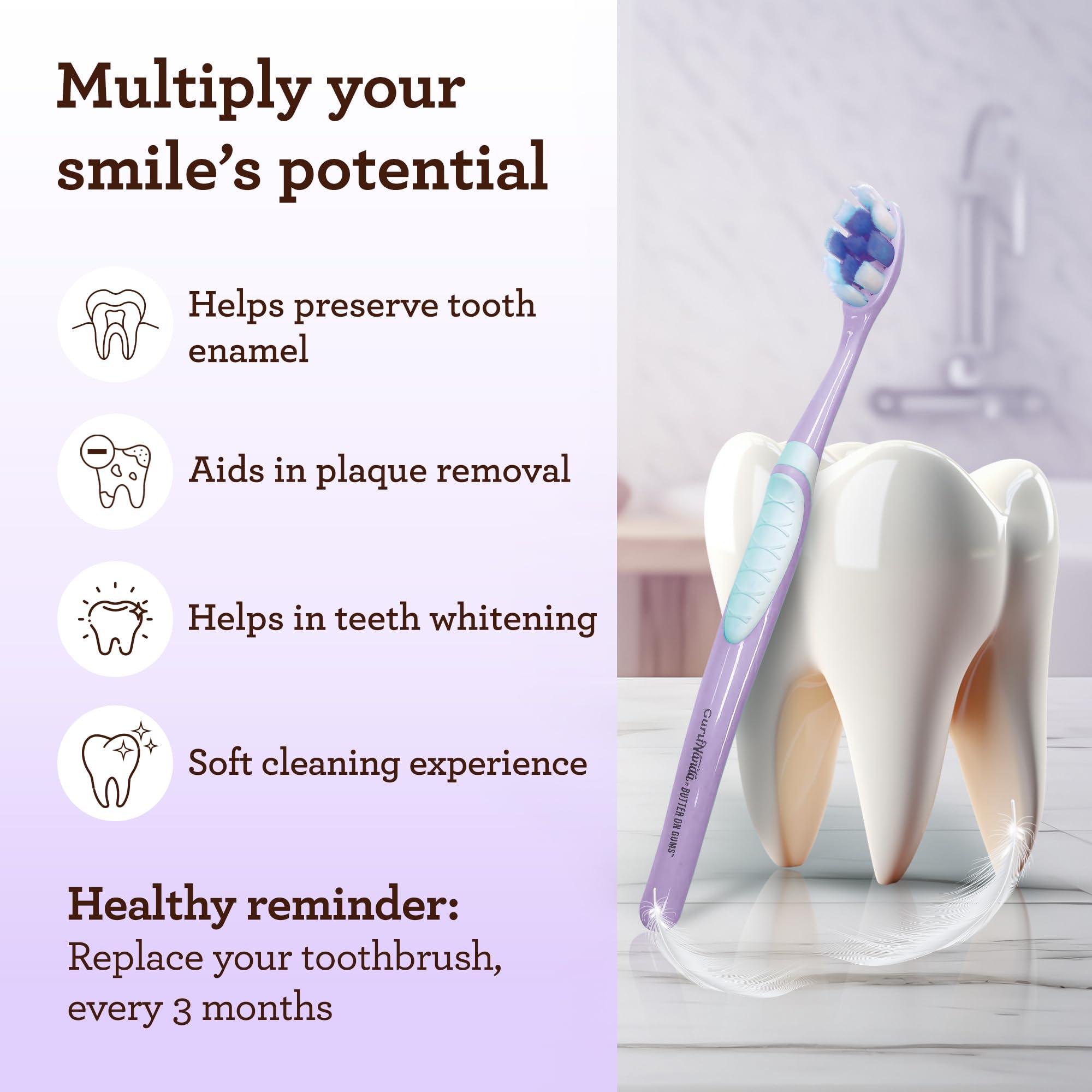 GuruNanda GuruNanda Butter on Gums Toothbrush with Extra Soft Bristles for Sensitive Gums, Soft Toothbrush for Kids & Adults, 2 ct