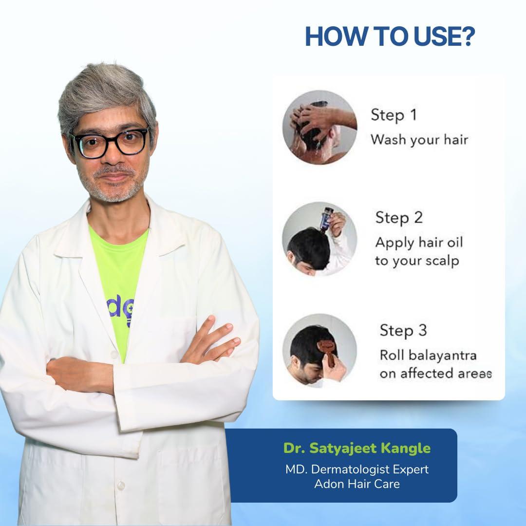 Adon Adon Balayantra Wooden Roller | Manual Head Massager | Promotes Hair Growth | Blood Circulation | Pain Relief | Hair Scalp Care | Dandruff Removal for Men & Women