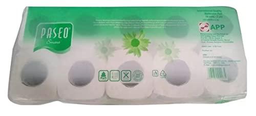 PASEO Paseo Toilet Tissue 2 ply Toilet Paper 10 Toilet Rolls x 200 Toilet Tissue Sheets Sheet Size 11 x 9.9 cm