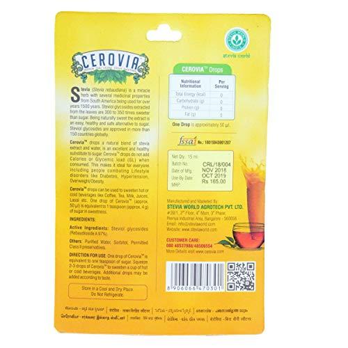 CEROVIA CEROVIA Stevia Liquid Drops, Natural Stevia Leaves Extract - Pure Stevia Liquid - Sugar Free Stevia Sweetener of 15 ML* 3 (45 ml-900 Servings)