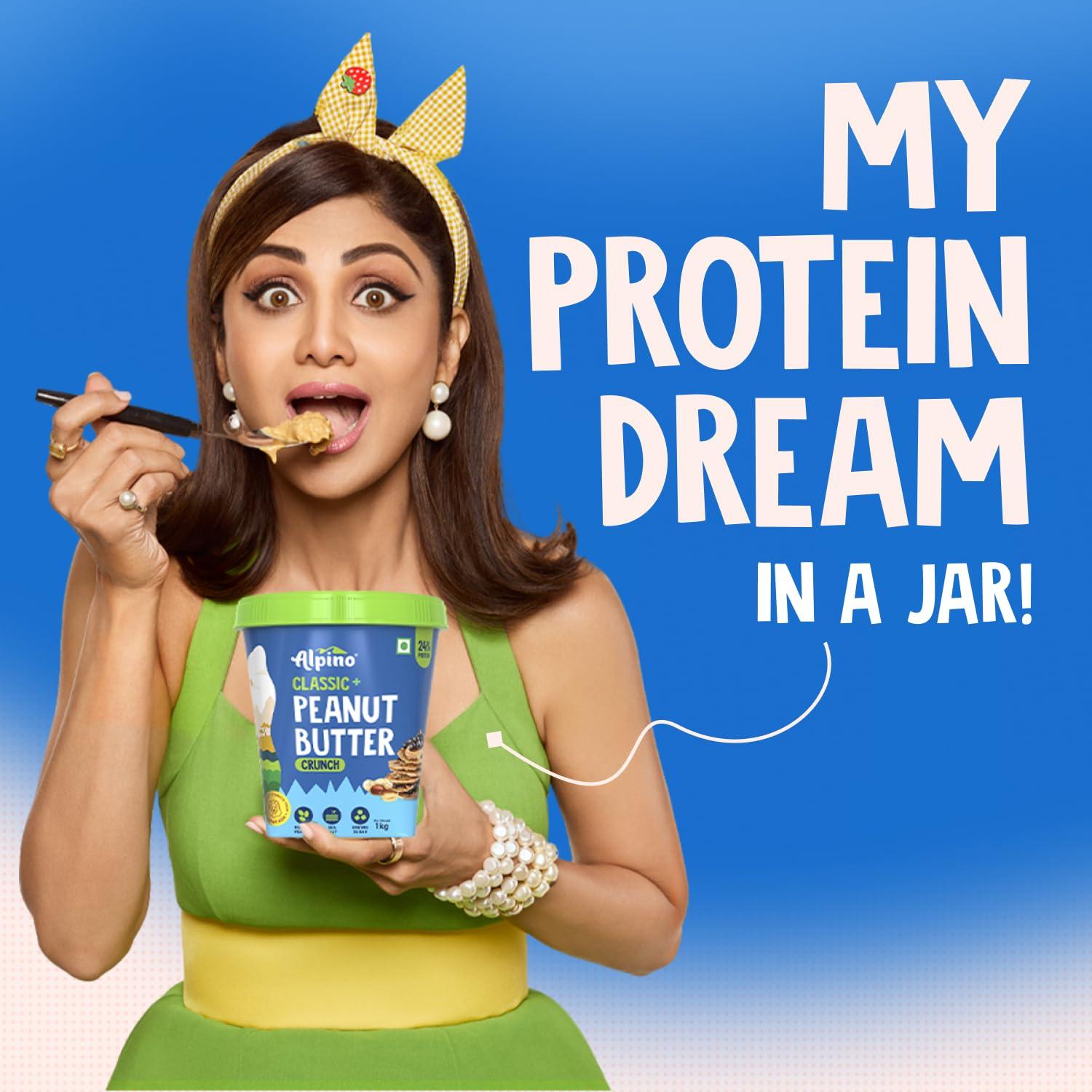 Alpino Alpino Classic Peanut Butter Crunch 1 KG | 90% Roasted Peanuts | High Protein Peanut Butter Crunchy | Gluten-Free | Vegan