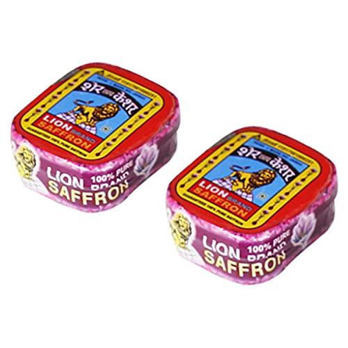 LION BRAND SAFFRON Lion Brand Saffron,2g, Original Kashmir Lacha Saffron/Kesar/Keshar (Certified Grade A) for Biryani, Beauty, Improved Health and Tilak (VALUE PACK OF 2gm (2X1gram = 2grams))
