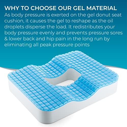 GELRIDE GELRIDE Orthopedic Gel Donut Seat Cushion, Piles Pillow for Hemorrhoids, Pain Relief for Piles, Coccyx, Prostate, Sciatica, Post-Natal, Pregnancy (Black, Pack of 1)