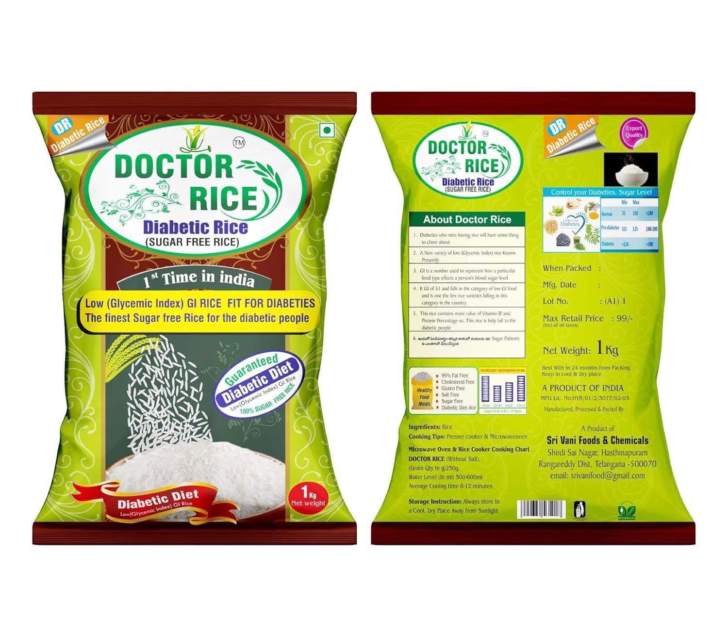 DOCTOR RICE - DIABETIC RICE DOCTOR RICE - DIABETIC RICE - SUGAR FREE RICE - 1kg (PACK OF 6)