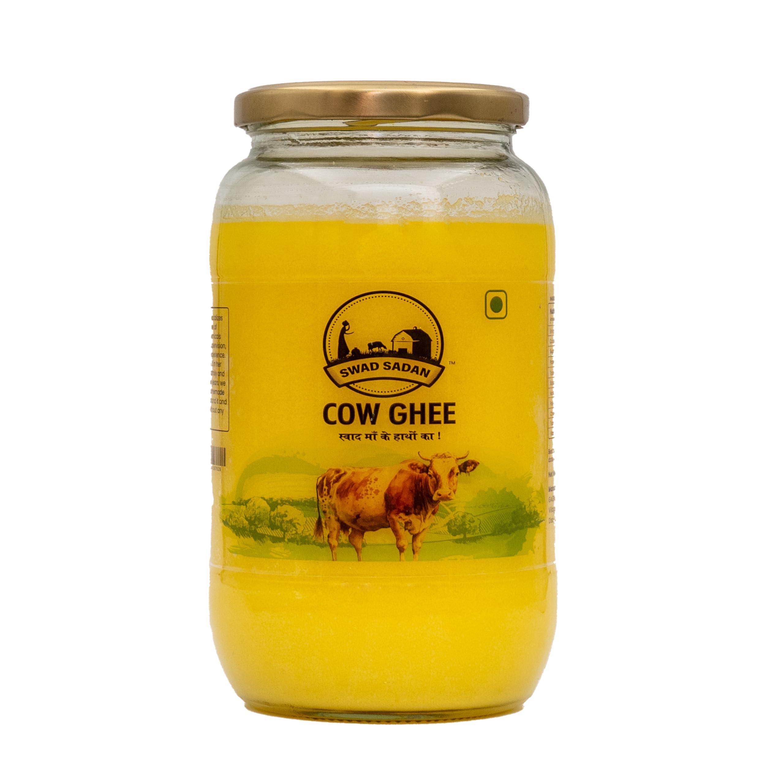 Swad Sadan Swad Sadan Cow Ghee - Glass Jar, Vedic Bilona Method, Preservative-Free, Diet-Friendly (900ml)