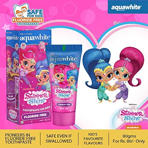 aquawhite aquawhite® SHIMMER & SHINE Toothpaste for Kids, Fluoride Free, Straw Berry Burst Flavor, For Age 2-14 Years, 80 grams