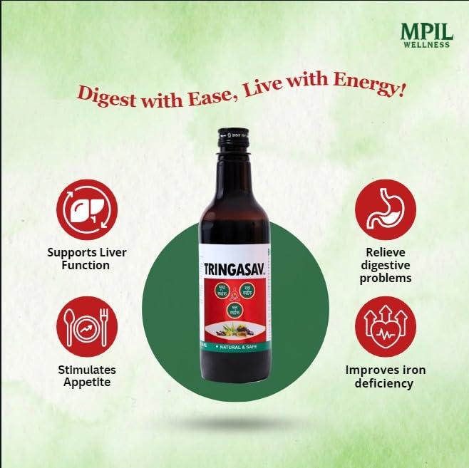 MPIL Mpil Tringasav Digestive Tonic | Natural Appetiser | Ayurvedic Tonic for Digestion, Acidity, Constipation and Gas Relief | boosts digestive immunity | 450ml (Pack Of 1)