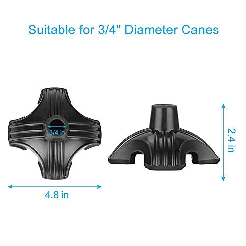 supregear SupreGear Quad Support Cane Tip, Non-Slip Self Standing Rubber Cane Tip 4 Point Quad Cane Tip Replacement for 3/4 Inch Diameter Standard Walking Canes Folding Canes Cane Accessory - Black
