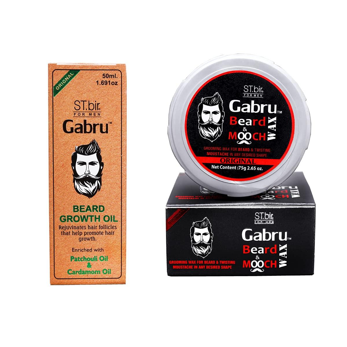 Creations Overseas ST.bir Gabru Beard Oil and Gabru Beard & Mooch Wax - Combo