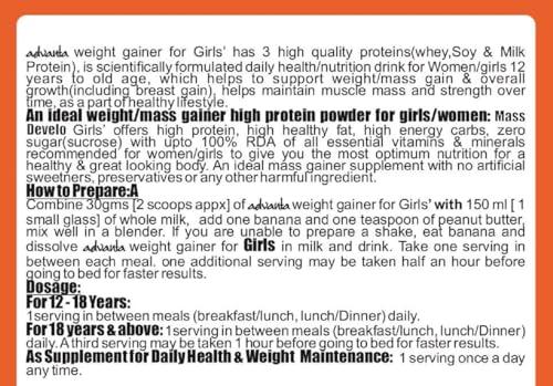 advanta Advanta Women Weight & Mass Gainer Protein Powder 500 g Strawberry