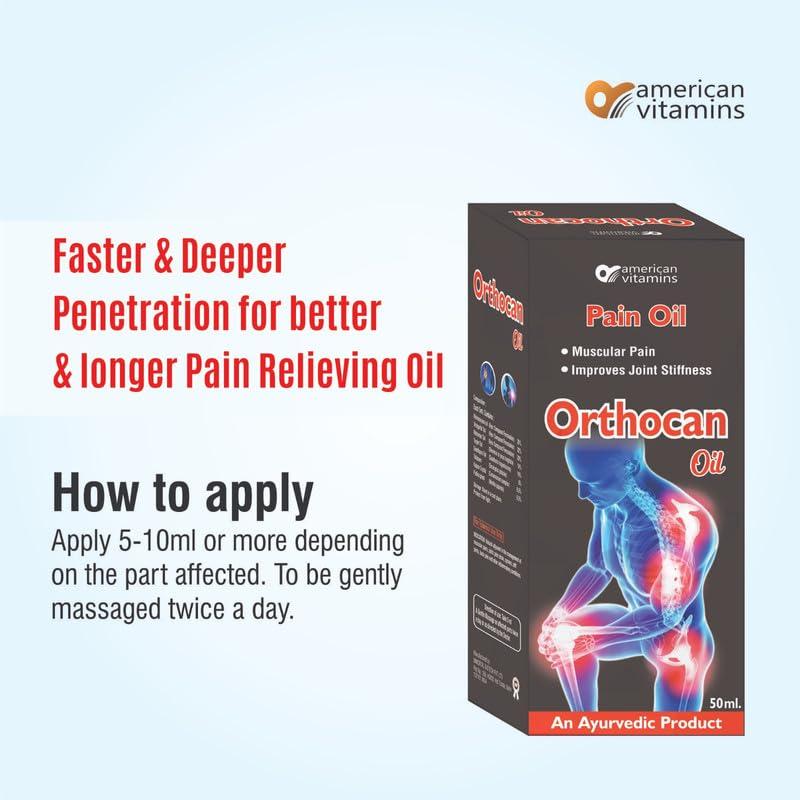 american vitamins American Vitamins Ayurvedic Orthocan Pain Relief Oil for Joints Knee & Back||50ml Pack Of 2