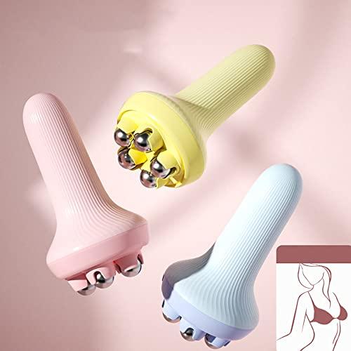 WE-CEF 2PCS Hand Held Massager Hand Massage Glove Massager for Muscle Back Neck Foot Shoulder Leg Pain Relief Massage Tool with Roller Ball Back Scratcher Back Massager Pink