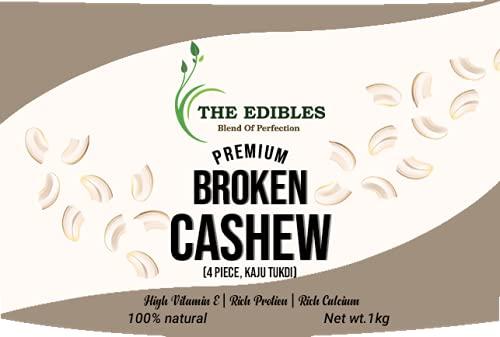 THE EDIBLES THE EDIBLES Broken Cashews 4 Piece Split Nut 1kg, Big Size, Kaju Tukda [Jar Pack]