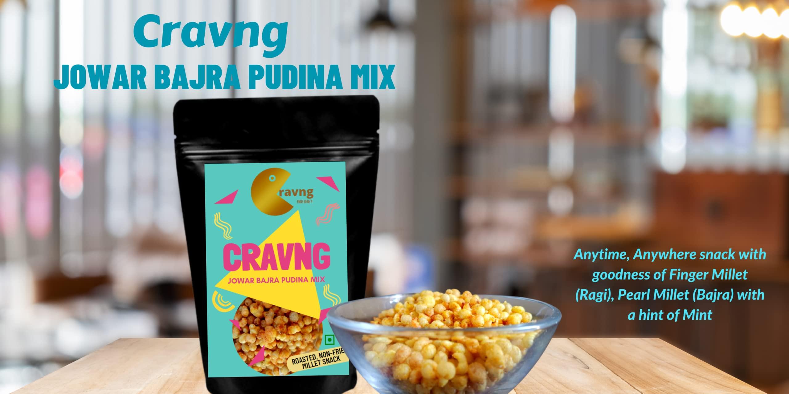 Cravng Cravng Jowar Bajra Pudina Mix | Roasted Diet Millet Namkeen | Family Pack 1 kg | Gluten-Free| Healthy Snack (Mint, Pack of 5)