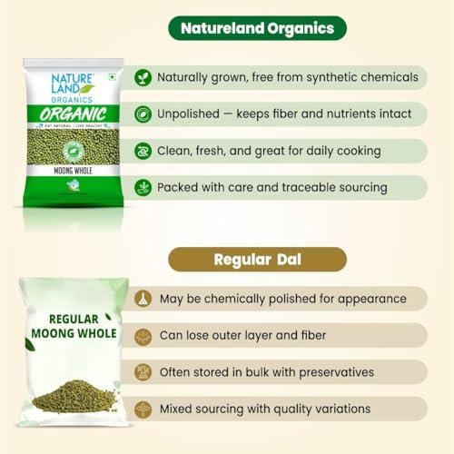 NATURELAND ORGANICS Natureland Organics Moong Sabut / Whole Daal 500 Gm - Organic Healthy Pulses