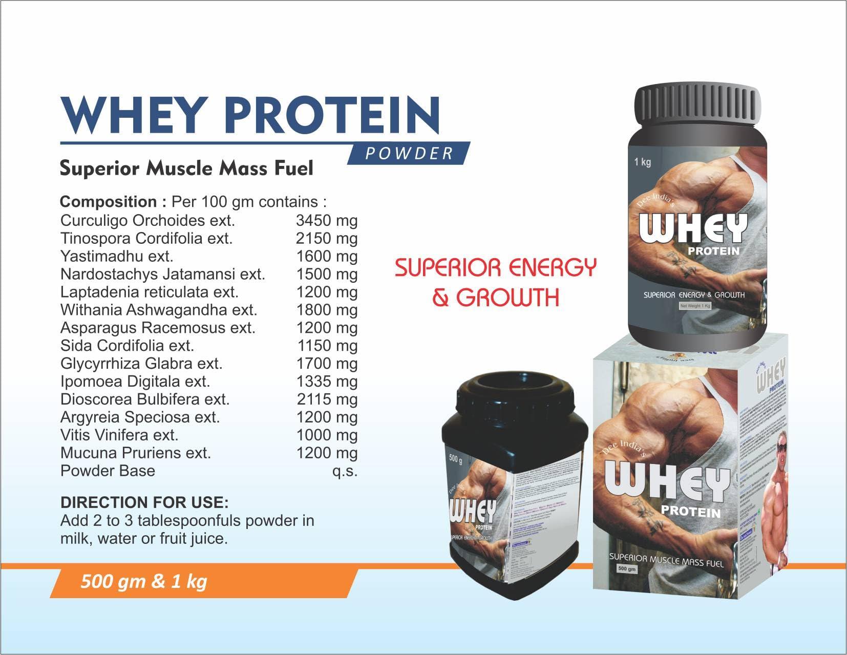 DEE INDIA HERBALS DEE INDIA HERBALS Whey Protein Powder Concentrate Instantized For Mens - Superior Energy & Muscle Growth (Unflavoured) (500gm, Pack of 1)