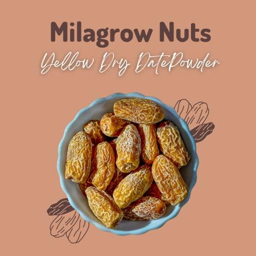 MILAGROW NUTS MILAGROW NUTS Yellow Dry Dates Powder Rich source of Iron |Calcium & Vitamins |Dry Date Powder is Low in Fat |Cholesterol-free |Low Sodium & High potassium (Yellow) 250 gm