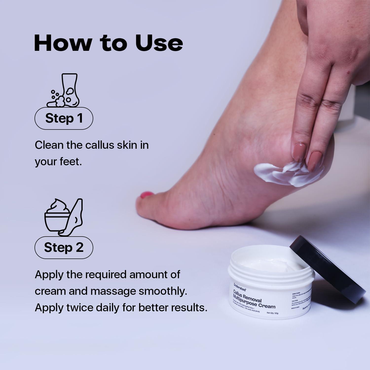 UNDERATED Underated Callus Removal Multipurpose Foot Cream For Rough Skin, Dryness, Crack Foot, Corns & Calluses