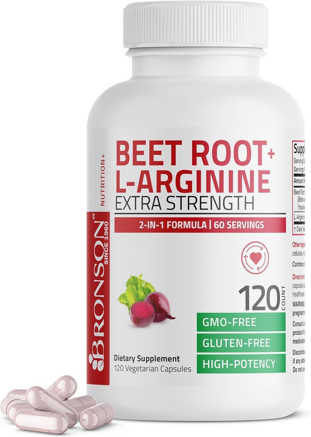 ATHINIKA NUTRITION Beet Root + L-Arginine 2000 MG Nitric Oxide Production- Non-GMO, 120 Vegetarian Capsules
