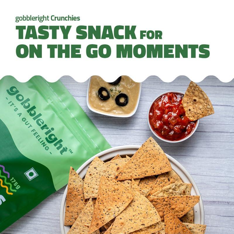 GOBBLERIGHT gobbleright Crunchies - Pack of 1/Nacho Tortilla Style Chips/Gluten Free, Vegan,Dairy free, Soya free, Grain free (80 Gm Per Pack)
