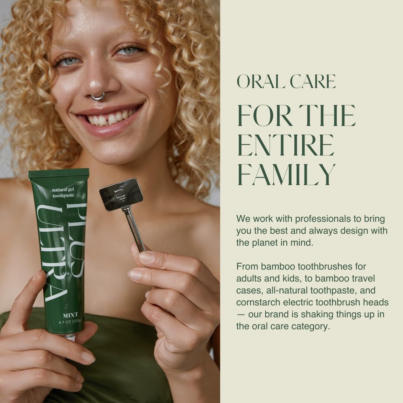 Plus Ultra PLUS ULTRA Adult Size Bamboo Toothbrush\"Hello Handsome\" with Soft, Wave-Shaped, BPA Free Nylon Bristles and Plant Based, Natural, Biodegradable Handle