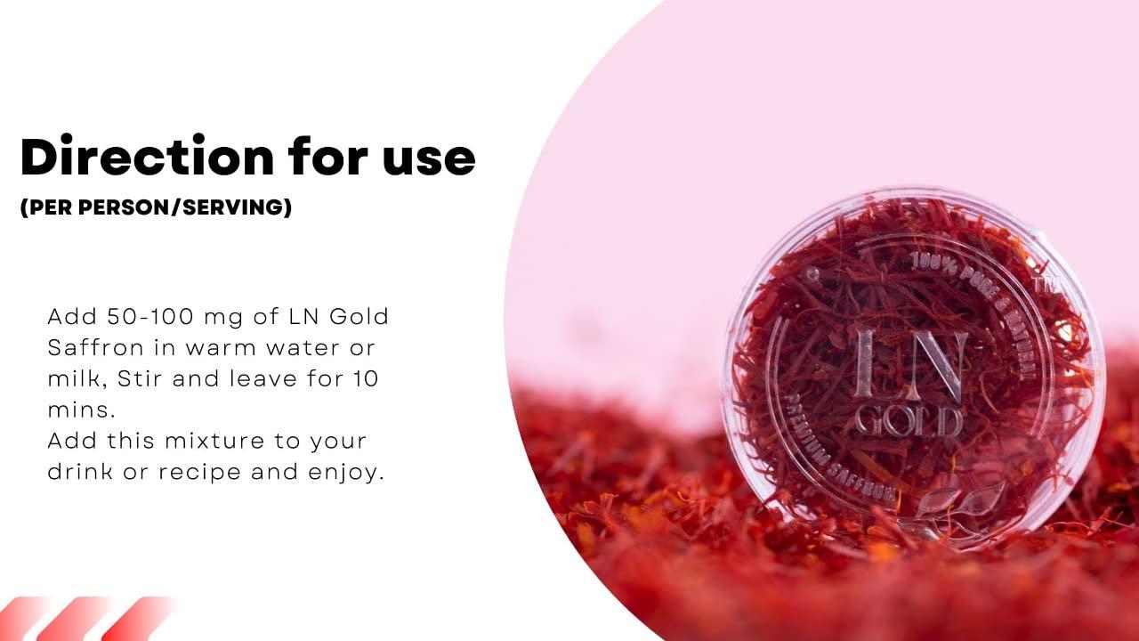 LN Gold LN Gold Saffron 1 Gram (8 Packs) World\'s best saffron/Kesar. 100% Pure Original with Premium packing from Kashmir. Long Strands/thick thread golden color Milk/Rasmlai Biryani Spice Ramzan Special (Pack of 8 ( 8 x 1g = 8gram))
