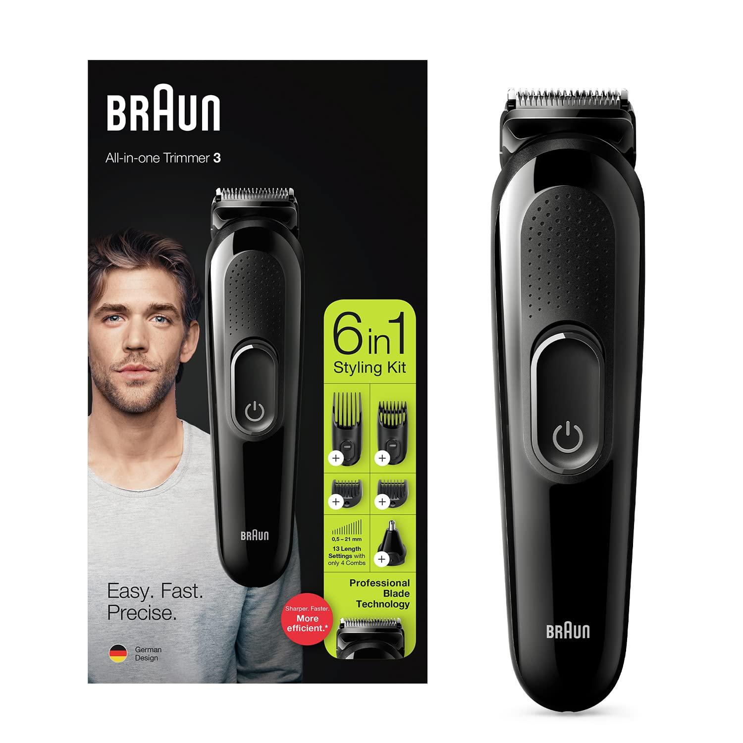 Braun Braun Hair Clippers for Men MGK3220, 6-in-1 Beard Trimmer, Ear and Nose Trimmer, Cordless & Rechargeable, Multicolor