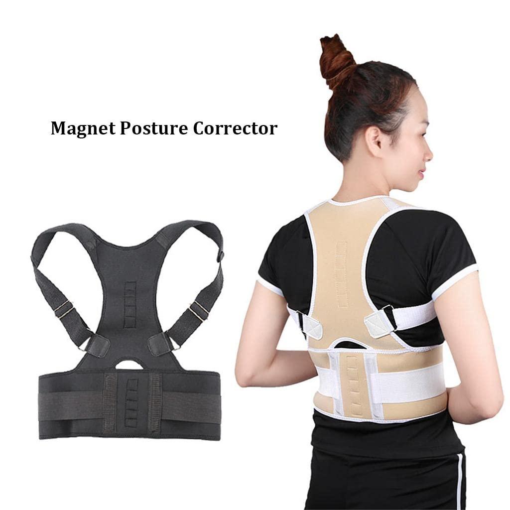 Generic Losa Magnetic Posture Corrector Back Shoulder Support Belt Brace L Black