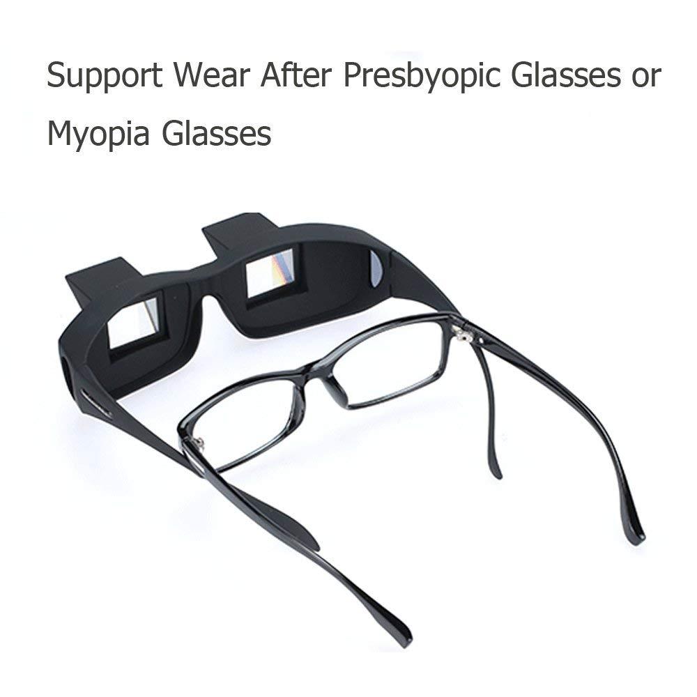 Pevor Lazy Readers Prism Glasses Bed Prism Spectacles Horizontal Eyeglasses for Reading/Watching TV Lying Down in Bed/Sofa, Myopia Presbyopic usable, Unisex