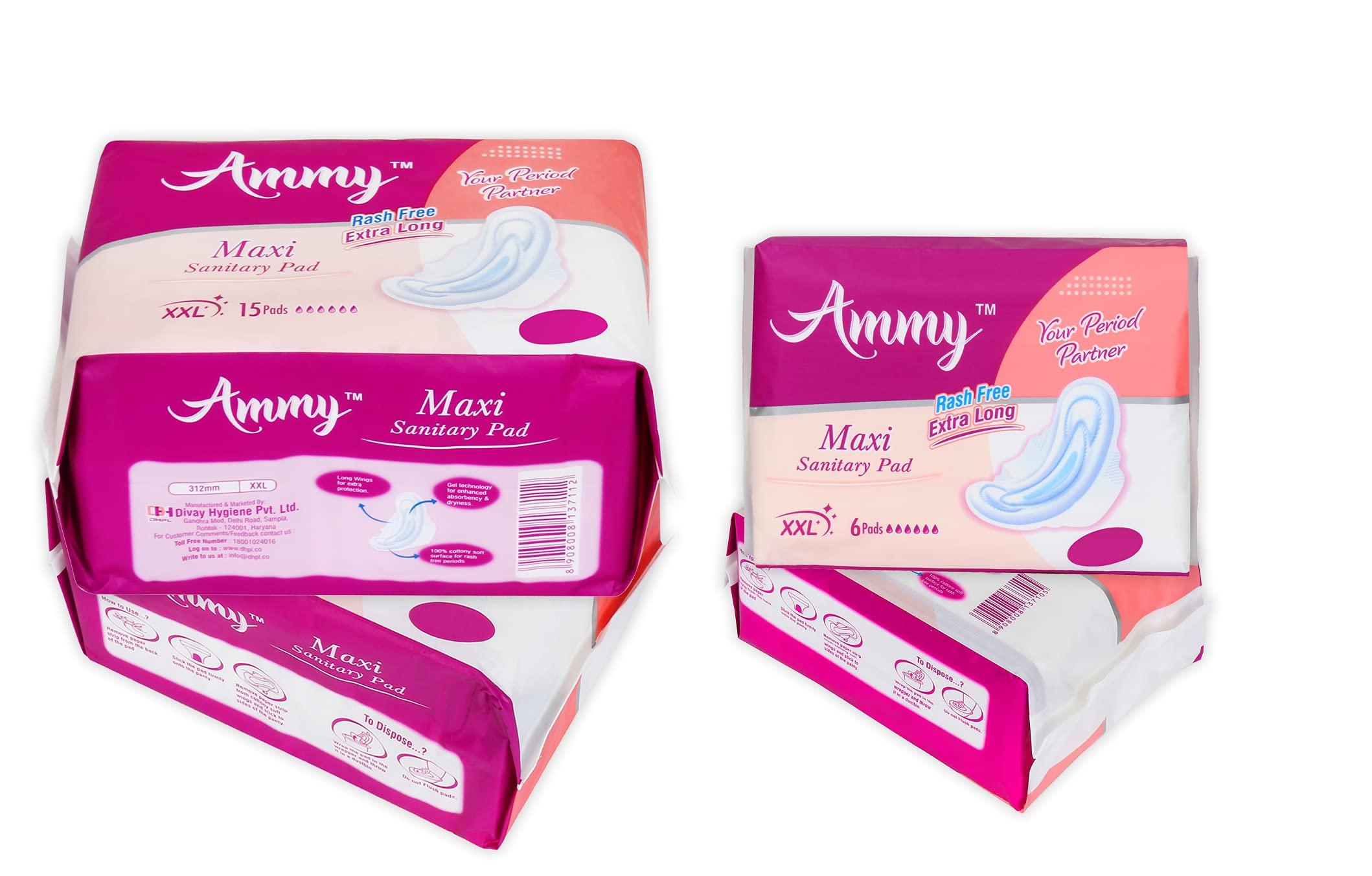 AMMY Ammy Ultra Thin Sanitary Pads XXL Rash Free Maxi Soft Cottony 42 Pads for Ladies, Girls, Women Rash Free Made In India