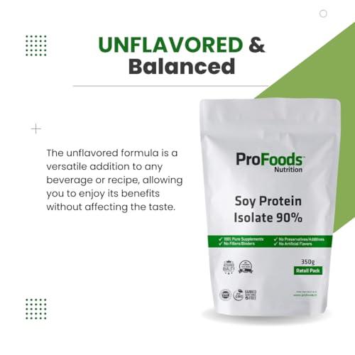 ProFoods Profoods Soy Protein Isolate 90% Powder (350 Grams) | Unflavoured | Vegan Protein Source | 90g of Protein Per 100g | Non-GMO