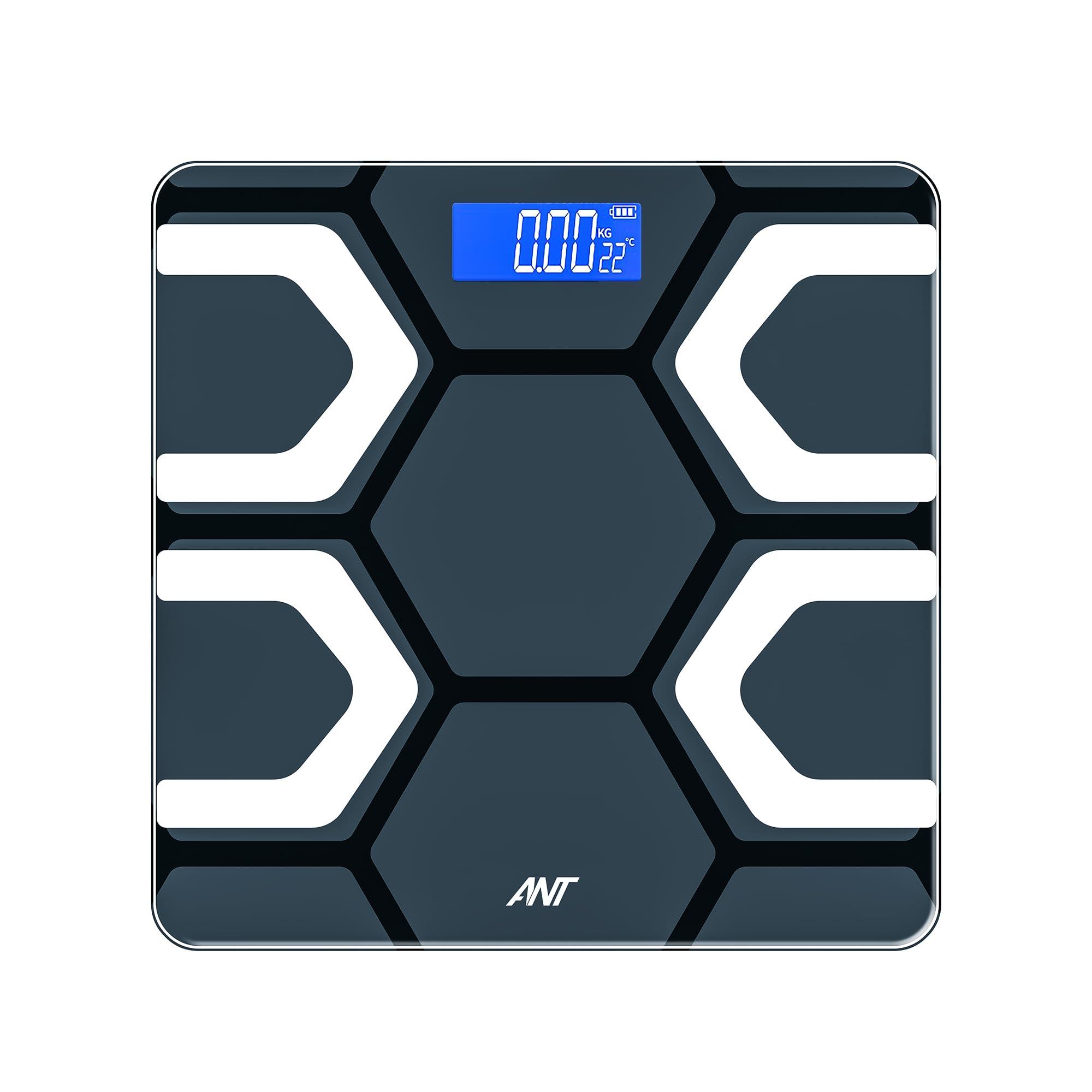 Ant Esports ANT Flora Fit Weight Machine for Body Weight Digital Bathroom Scale for Human body Weight measurement with Wide LCD Display Thick Tampered Glass for Home & Gym with 30 Months Warranty