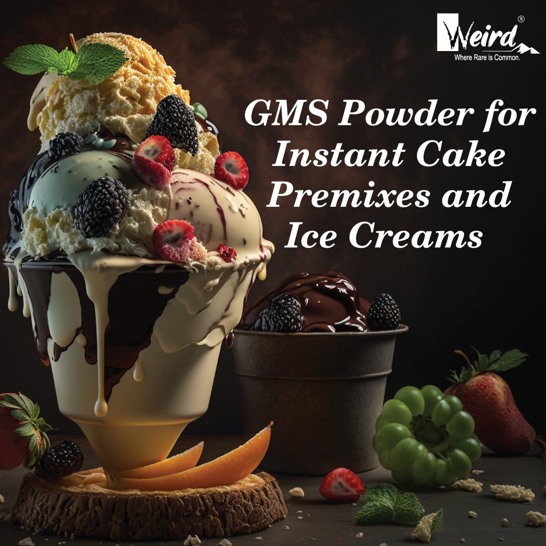 Weird Road GMS Powder For Ice Cream and Kulfi | Glyceryl Mono Stearate | Food Grade (100GM)