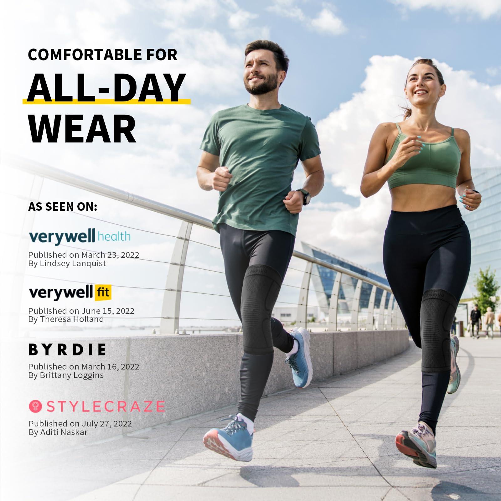 CAMBIVO CAMBIVO 2 Pack Knee Brace, Knee Compression Sleeve for Men and Women, Knee Support for Running, Workout, Gym, Hiking, Sports (Slate Blue,Medium)