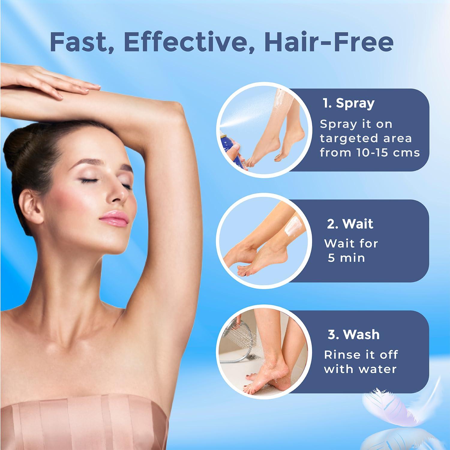 Vetoni Vetoni Veclean Hair Removal Spray Foam, 200ml x 2, for Men & Women, 3 Mins Formula, Painless, Enriched with Aloe Vera & Lemon, for Chest, Back, Legs & Underarms