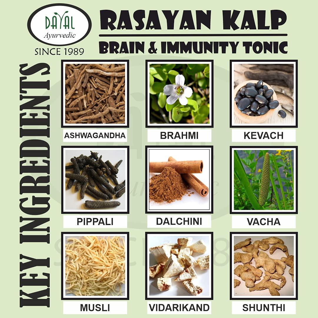Dayal Ayurvedic Dayal Ayurvedic Rasayan Kalp Brain Tonic With Brahmi, Shankhpushpi, Ashwagandha and Other 8 Herbs & Botanicals Pack Of 1(225ml X 1)