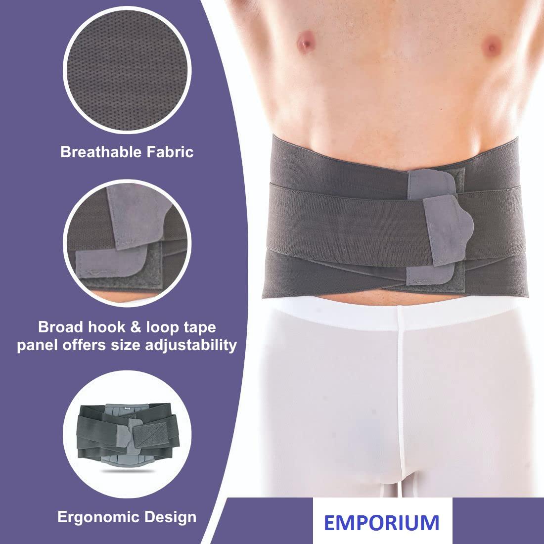 EMPORIUM EMPORIUM Lumbar Sacral Belt for Back Brace, Posture Corrector Therapy Belt for Lower Back Pain Relief, Orthopedic Cushion Back Support for Man & Woman (110-120 cm) (2XL)