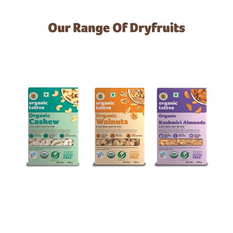 ORGANIC TATTVA Organic Tattva, Organic Kashmiri Mamra Almonds/Badams, 100 Gram(Pack of 1)