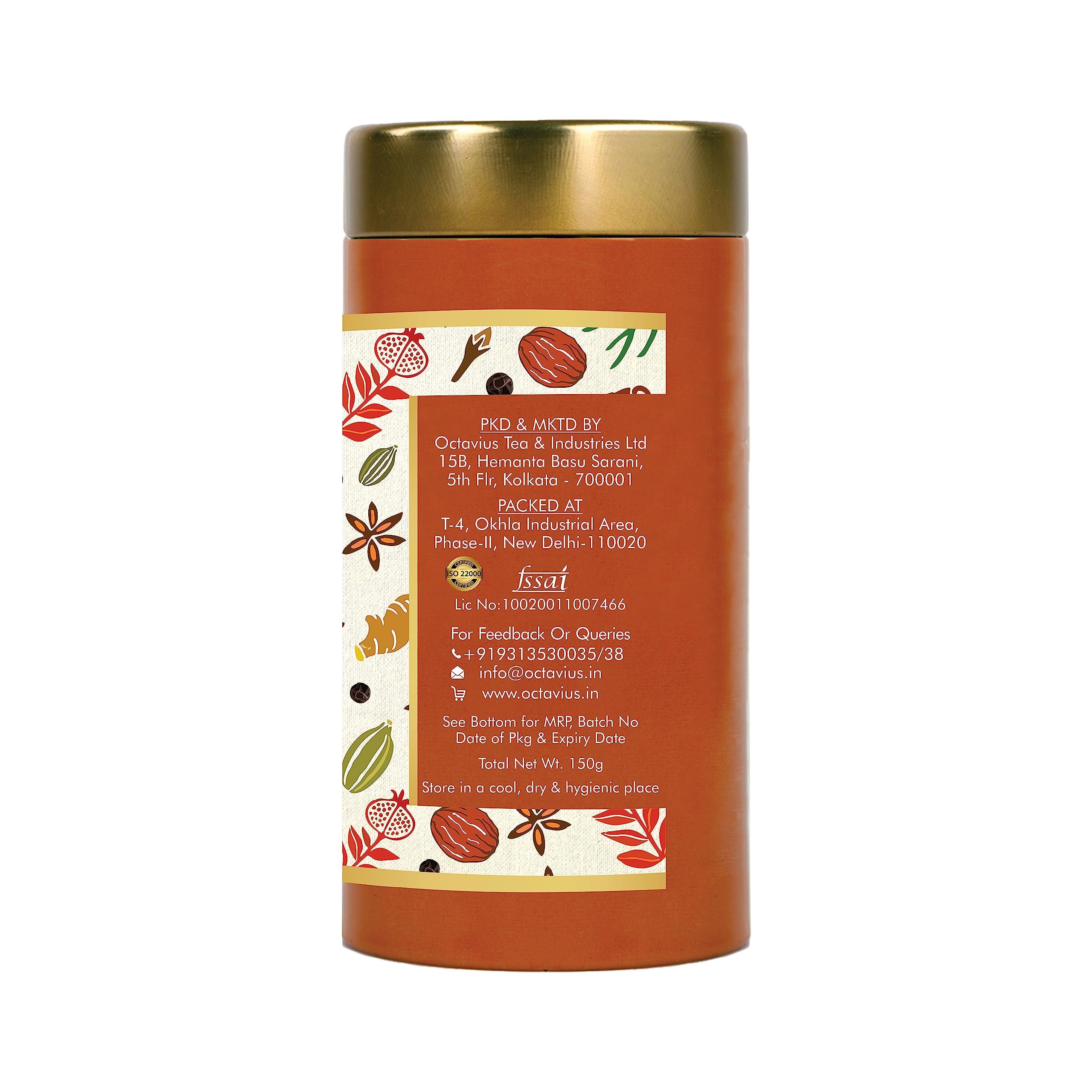 Octavius Octavius|Indian Masala Premix Tea-10 Pouches (Pack Of 2)|Gift Tin Pack|Readymade Tea Mix|Ready Tea|Premix Tea Powder|Instant Tea|Tea Premix|1 Minute Tea-(15Gm X 20 Sachets),300 grams