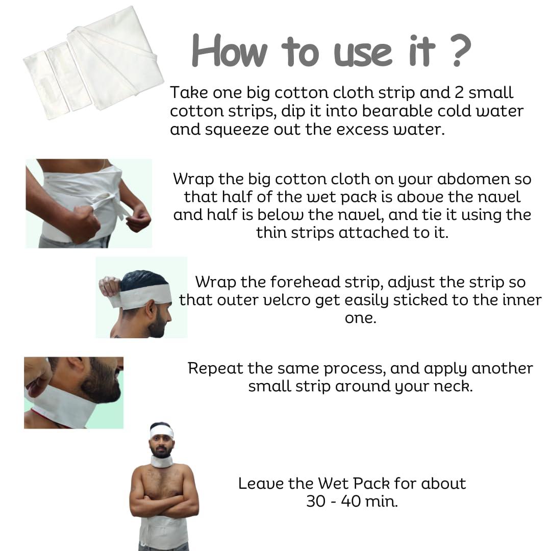 MANUSHYA LIFE MANUSHYA LIFE Combo of Wet Pack cotton patti with Velcro closure and Enema Kit 600 ML for Detox Home Use | Satvic Lifestyle | Body Detox