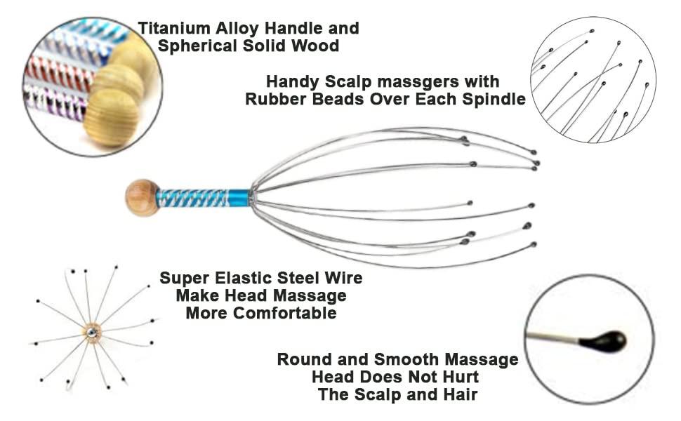 KOSTECH Kostech Scalp Massagers, Handheld Head Massage Tingler, Scratcher for Deep Relaxation, Hair Stimulation and Stress Relief (Pack Of 1)